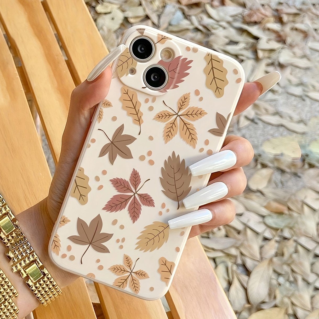 

Autumn 1pc Retro Maple Leaf Pattern Soft Phone Case, Full Coverage Non-slip Phone Protective Case Compatible With Iphone 11/12/13/14/15 Pro Max