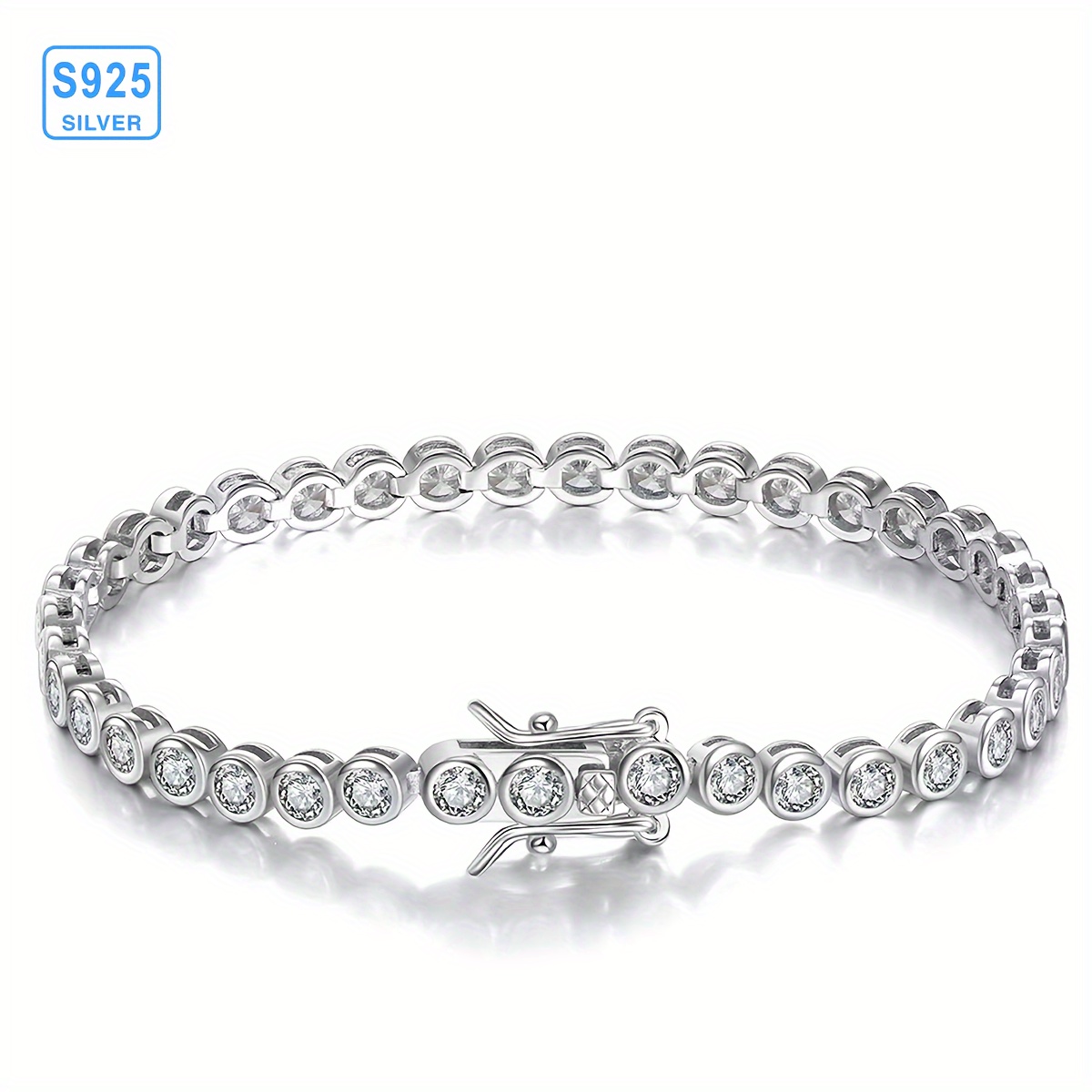 

1pc S925 Sterling Silver With Moissanite Tennis Bracelet For Men & Women, Birthday Gifts, Wedding, Anniversary, Engagement Jewelry