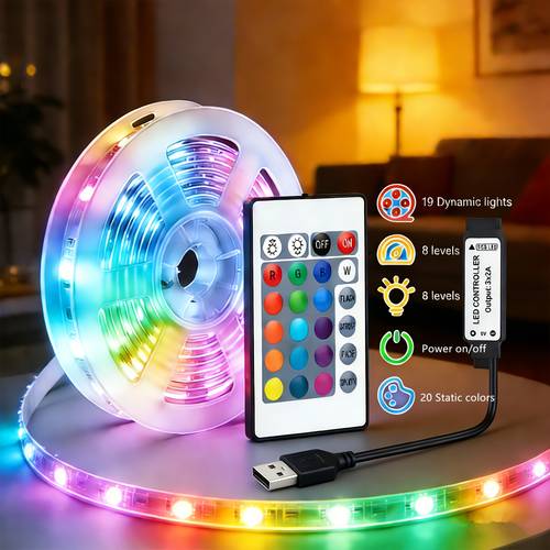 usb led strip decoration living room flexible 1m 5m 10m remote control 5v lamp for tv background lighting rgb night light