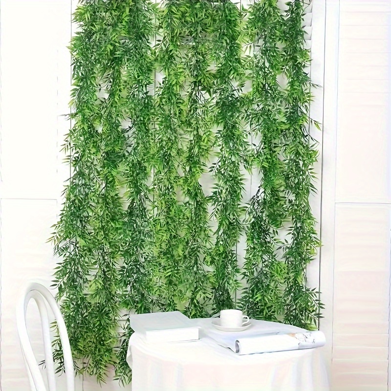 

3pcs Artificial Bamboo Vine Garland With : Lifelike Hanging Greenery For & Commercial Decor - Feather-free, Adds