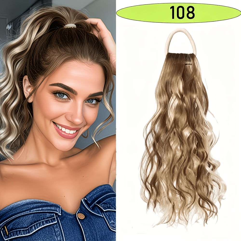 TEMU Perruque queue de cheval synthétique de 12 pouces avec bande élastique style nuage, convient pour attache-cheveux quotidienne pour femme,