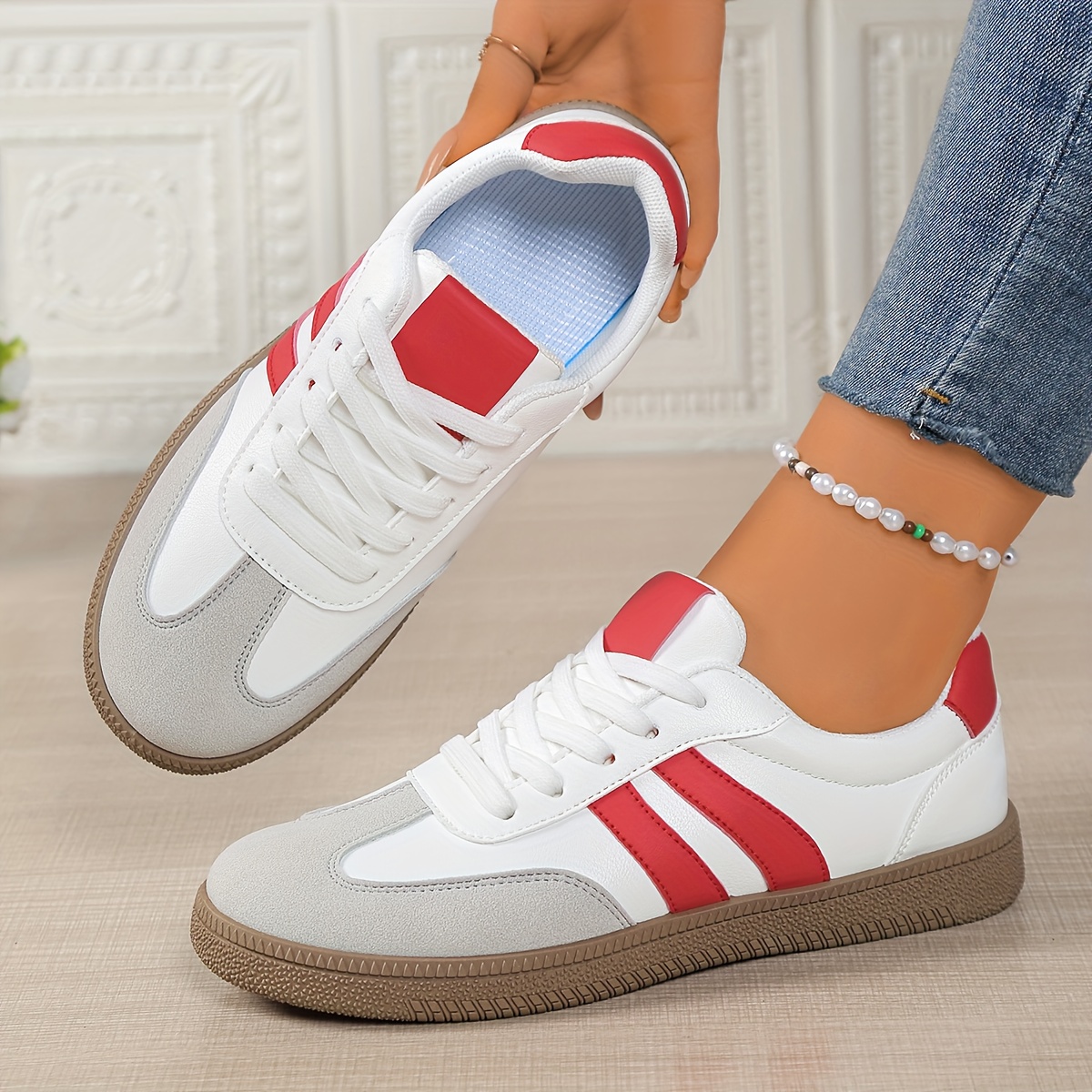 womens ultra lightweight sneakers   cushioned shoes with eva insole pu outsole breathable synthetic upper knitted lining   light grey sneakers for walking gym running everyday lace up casual shoes ladies sneakers 5