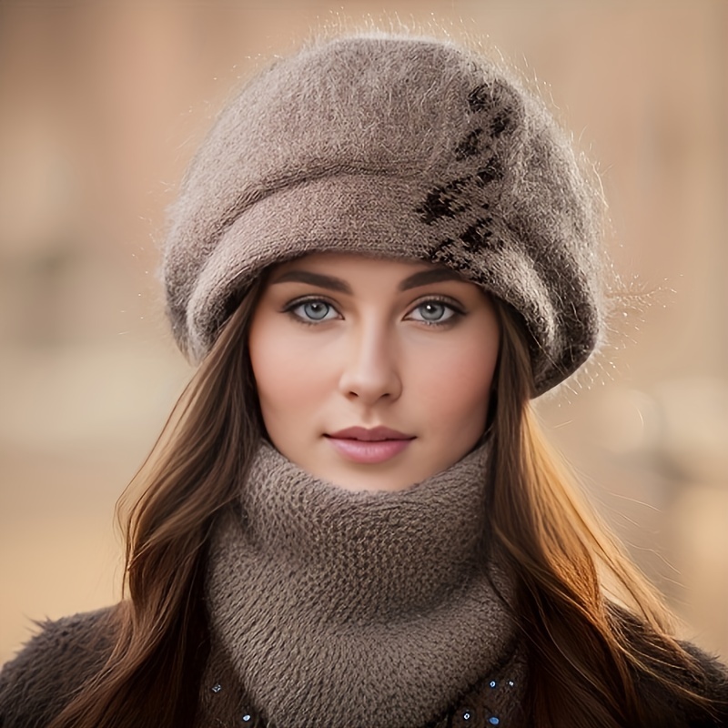 

Cozy Knit Beret For Women - Plush, Warm & Windproof Winter Hat With Elegant - Outdoor Activities, Travel & Skiing