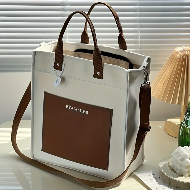 Women'-shoulder Bag, An Upright Multi-pocket Tote, A Book Bag For College Students' Cram School Supplies