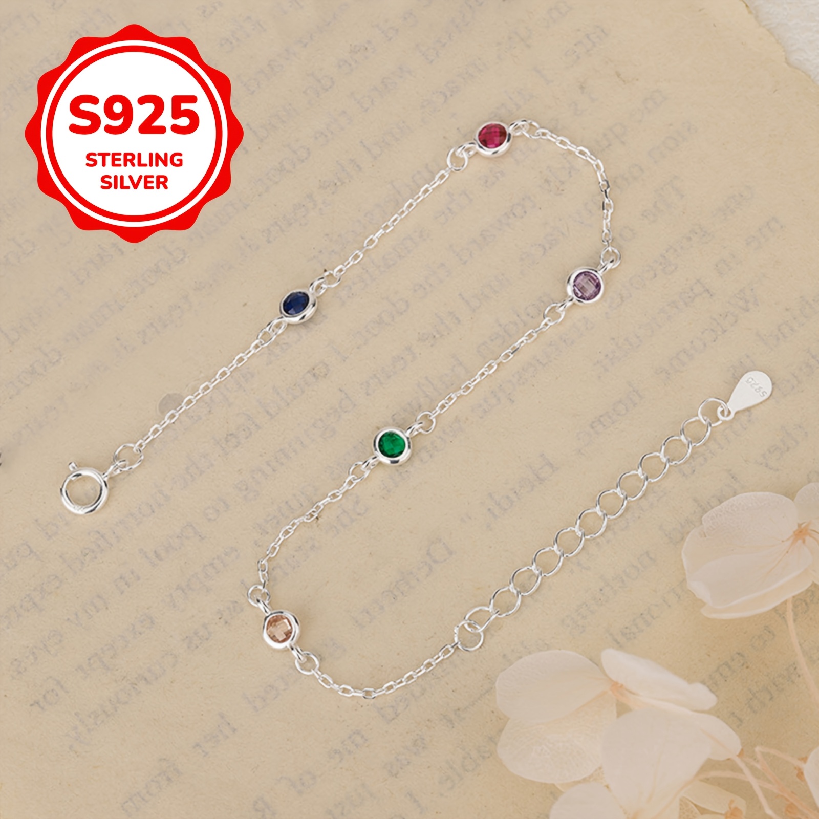 Image of 1pc Women's Ankle Chain Spring/summer Bohemian S925 Silver Low Allergy Anklet 1.8g Weight With Synthetic Synthetic Zirconia Suitable For Daily Wear/mother's Day Gift/