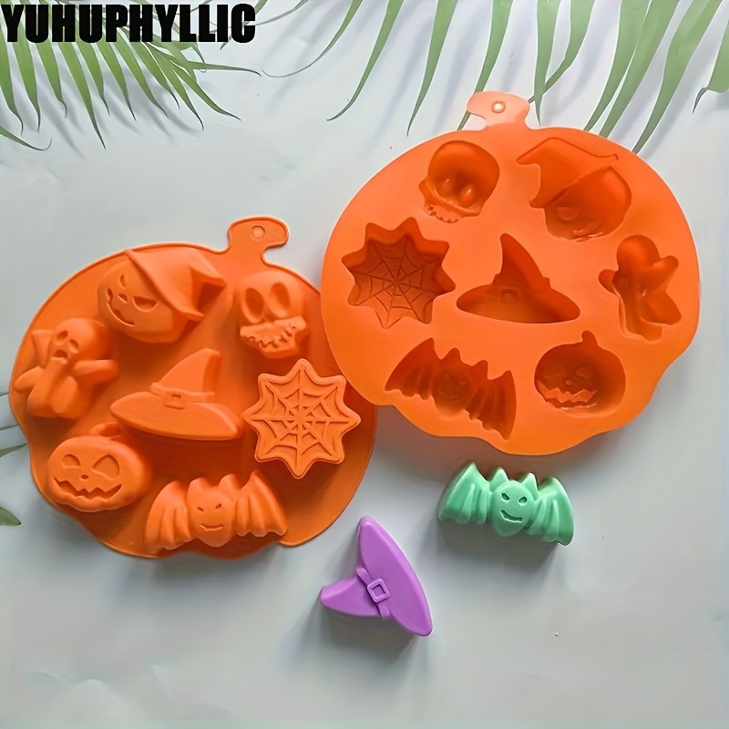 

Yuhuphyllic Baking Mold - Silicone With, Pumpkin, & Hat Designs For Candy, Chocolate, Jelly, Ice Cubes, Cookies & Fondant