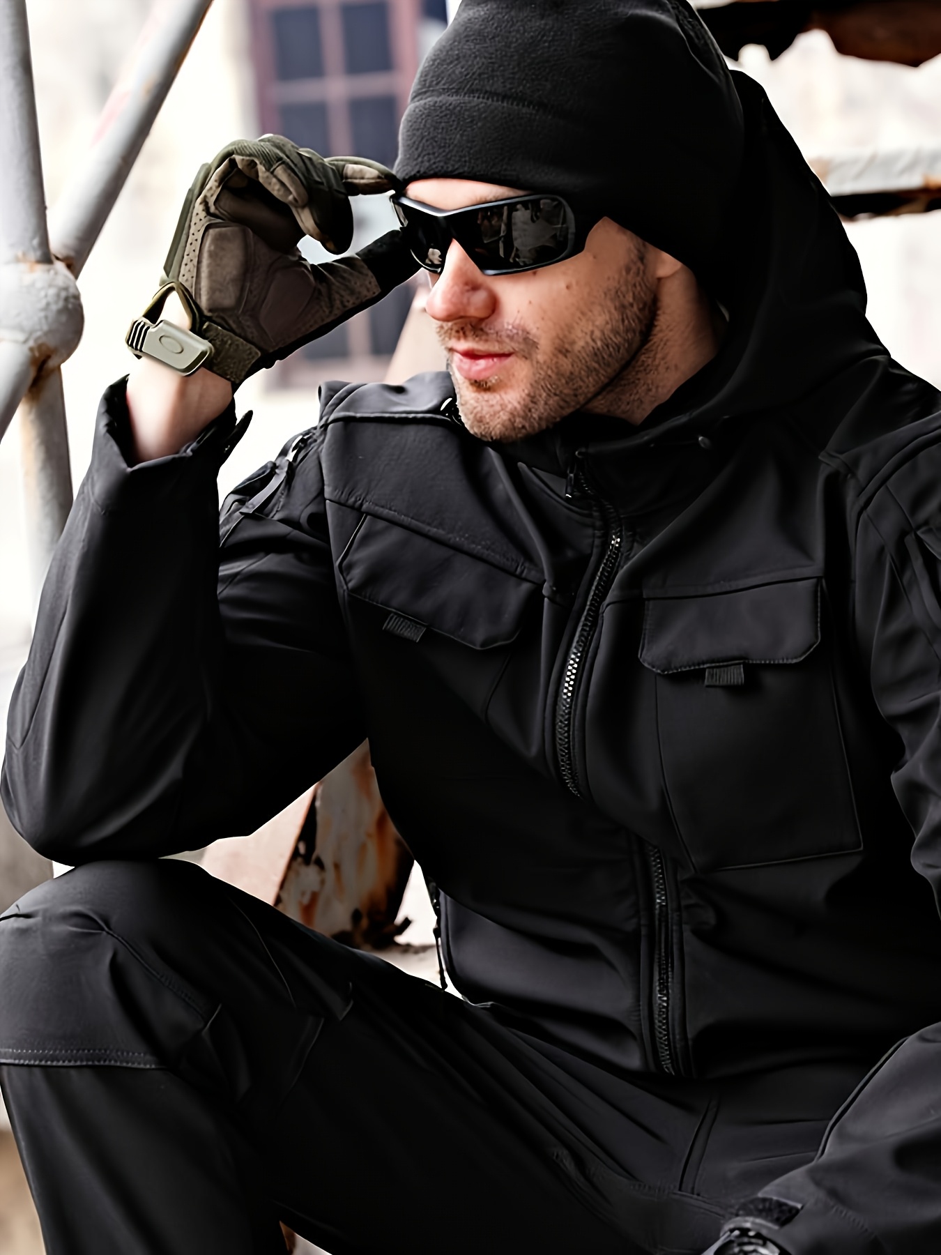 2pcs Men's Thickened Jacket and Pants Set for All-Terrain Hunting