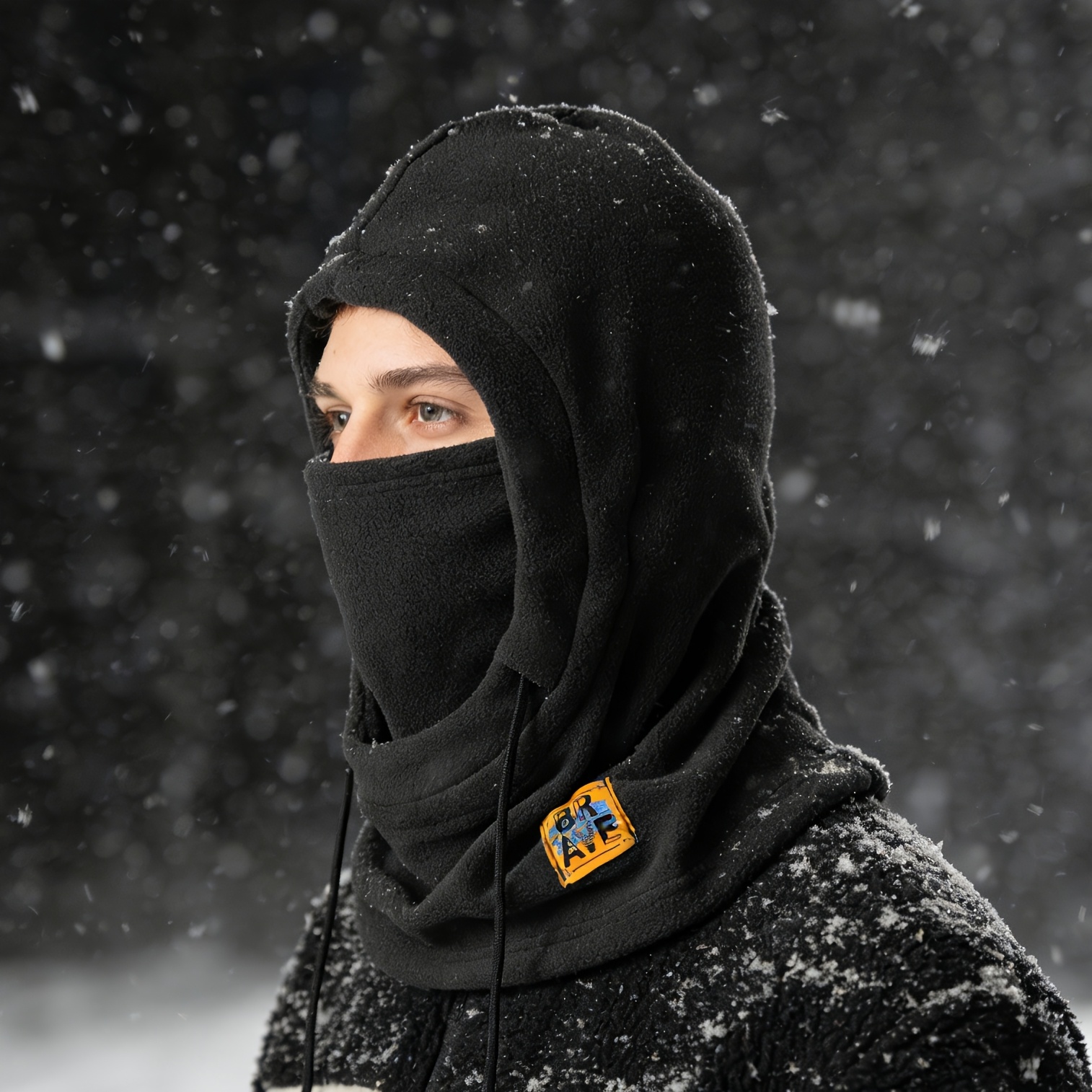 winter drawstring balaclava hat windproof ski mask solid - Temu display picture 1