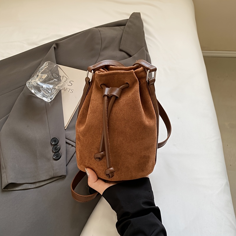 Drawstring Bucket Bag, Retro Crossbody Bag, Women's Retro Handbag, Shoulder Bag And Wallet Women's Matte Retro Crossbody Backpack, , High-end Fashion Shoulder Bag