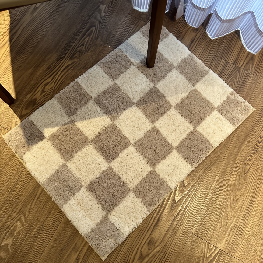   checkered non slip bath mat soft microfiber absorbent machine washable luxurious trimmed door mat for bathroom shower area and home decor     sizes bathroom mat checkered pattern machine washable mat bathroom mat Product details 1