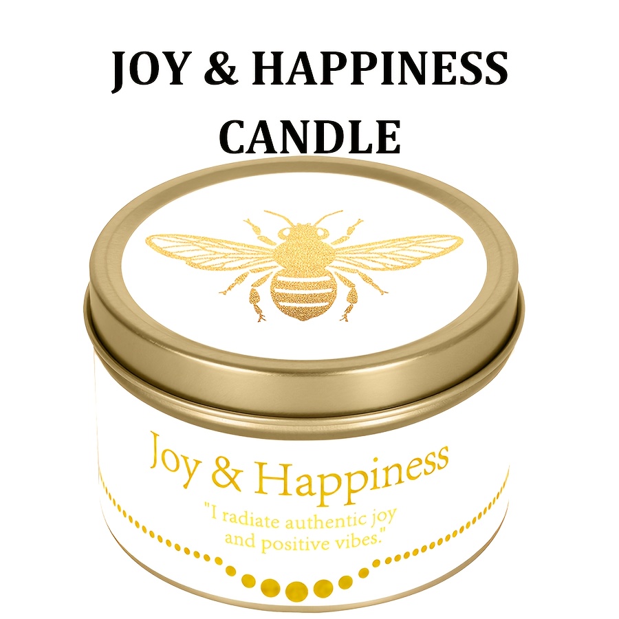 Image of Law Of Joy Manifestation Candle | 3oz Happiness Crystal Scented Candle With Soy Wax, Scented With & Lemon | Positive Candle For Celebration & Gifts