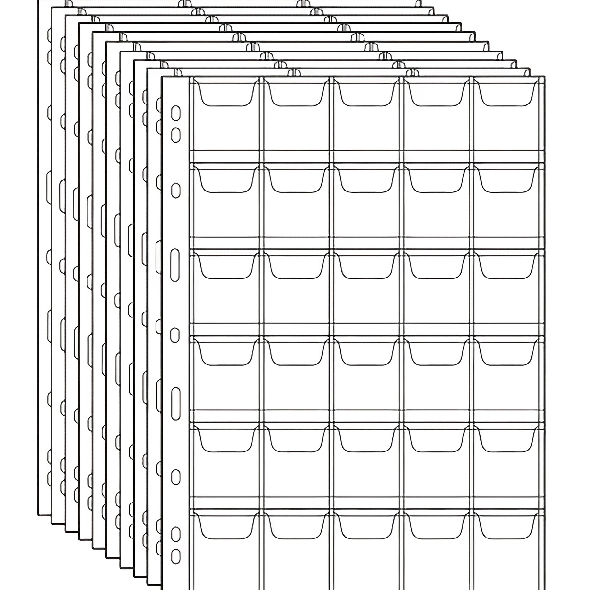 International Standard Hole Position 9-hole Coin Stamp Collection Inner Page 20-grid 30-grid 42-grid Large Capacity Storage Book