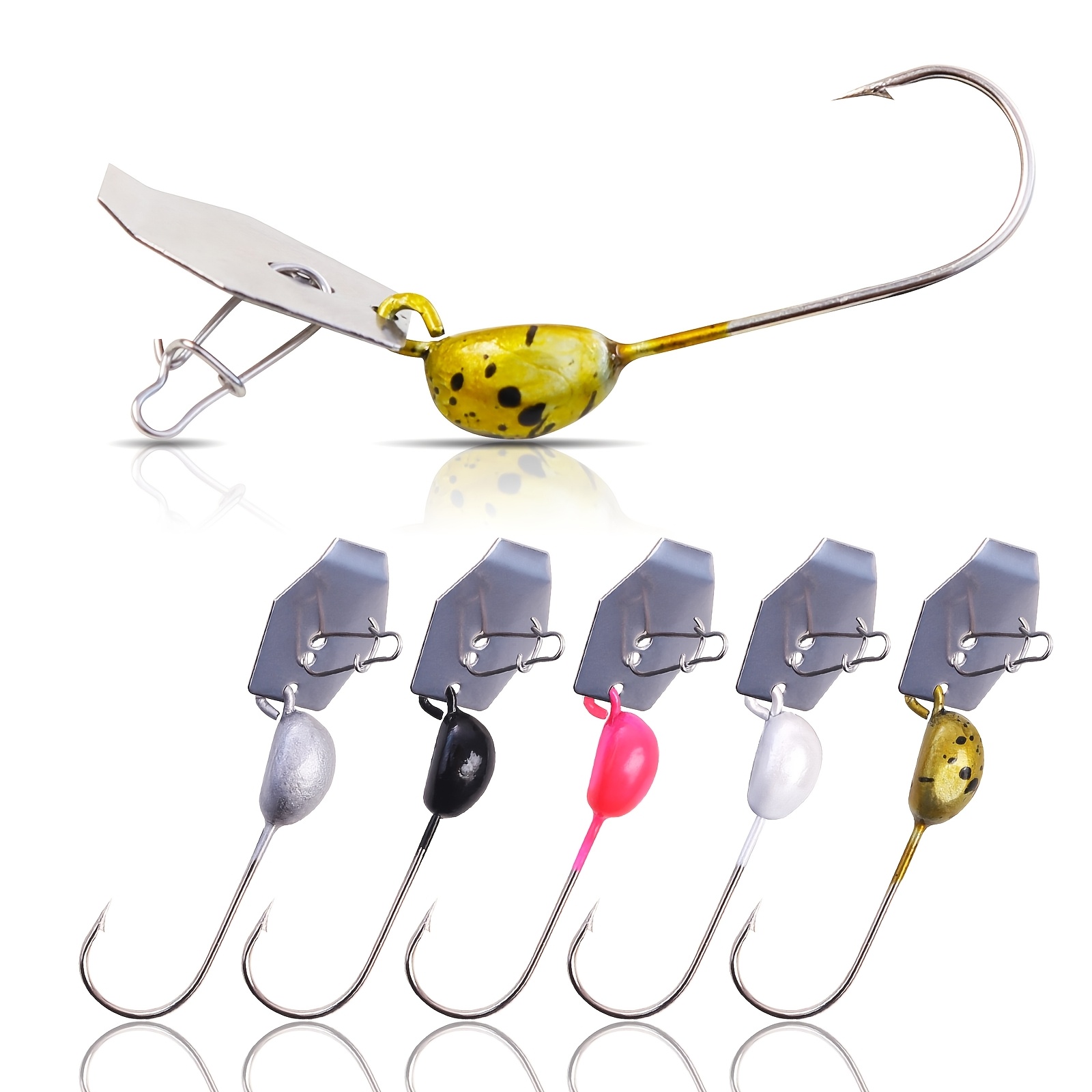 5pcs Water Deflector Jig Heads In 5 Colors, Vibration Action Lure, 4.5g Spoon Jig Head
