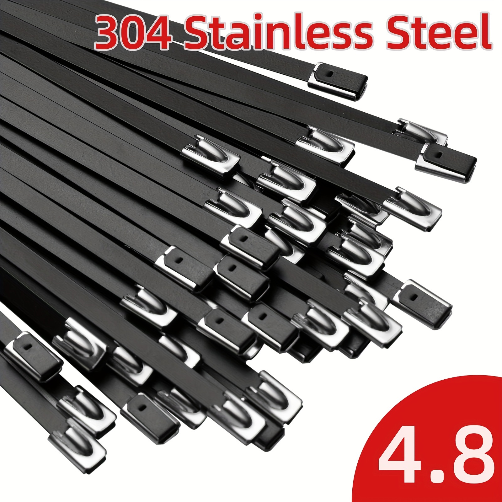 

Black Stainless Steel Cable Ties - 10/50/100pcs, Self-locking, For Mechanics, Vehicles, , Cables & Outdoor Use, 7.9-11.8 Inches