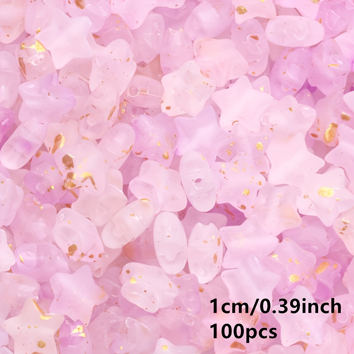 100pcs Random Mixed Color Frosted Star Beads for Jewelry Making