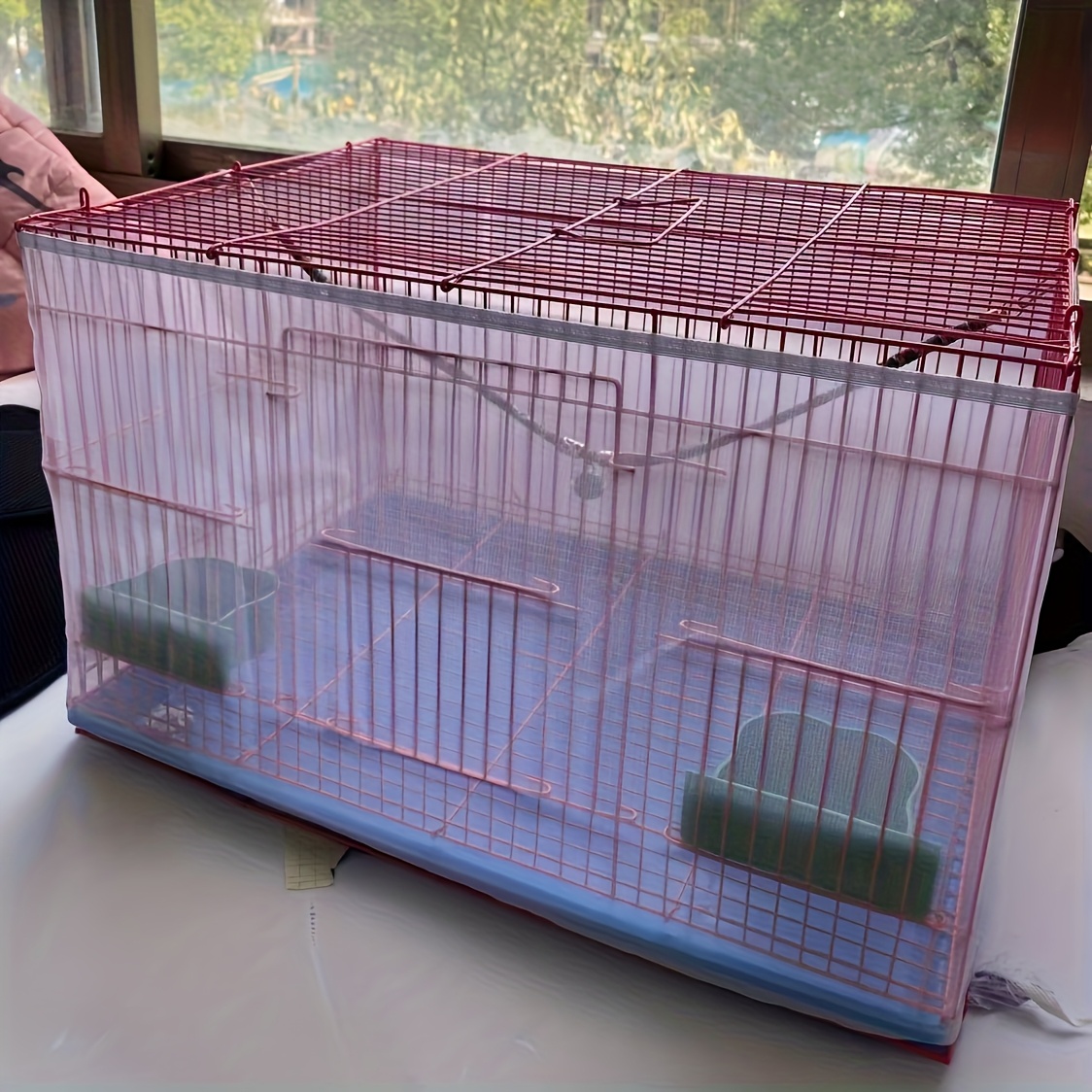 E-shop 2er-Set Vogelkäfig-Netzabdeckung - Spritzwassergeschützte und atmungsaktive Netzabdeckung für Vogelkäfige - Spritzwassergeschütztes Netz zur