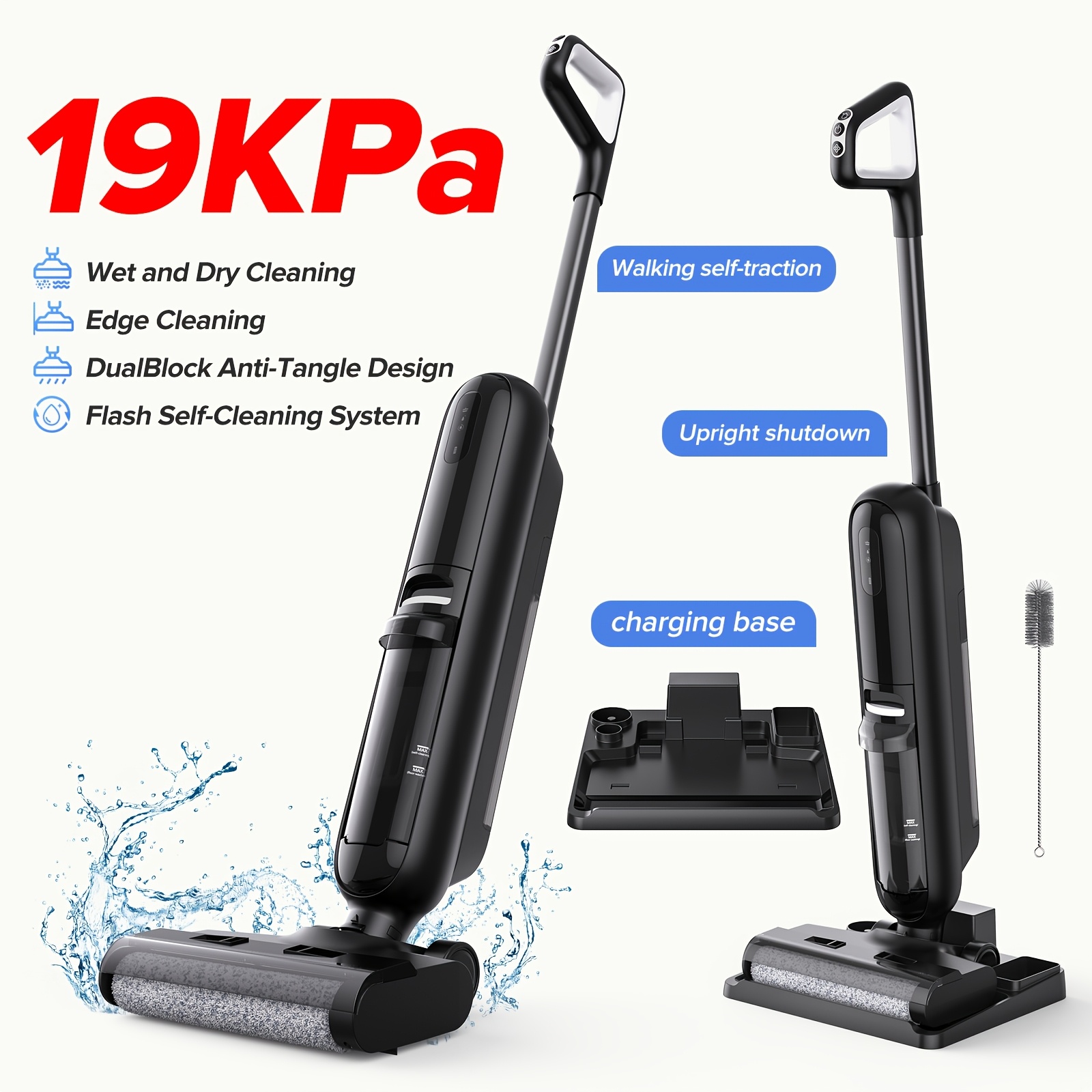 Lubluelu 2026 Newest Wet Dry Vacuum Cleaner, 3-in-1 Washing, Mopping And Self-cleaning, Fast Charging, 19, 000 Pa Battery Vacuum Cleaner With Wiping Function, Cordless Anti- For Hard Cleaning