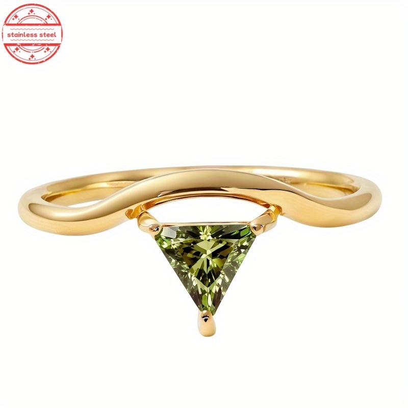 Fashion Elegant December Stainless Steel Triangle Ring