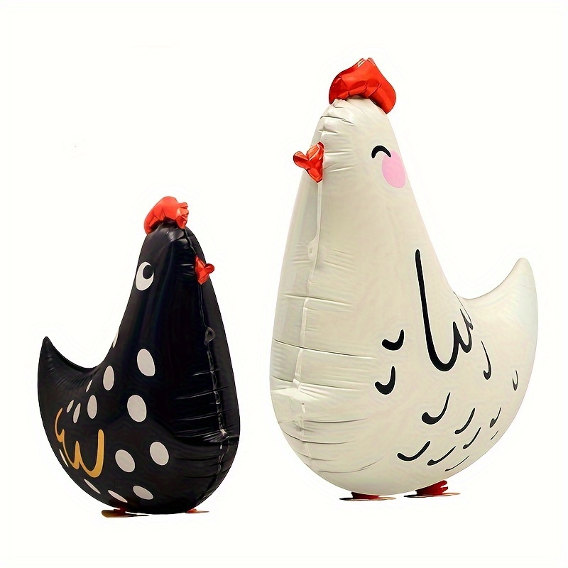 

2-piece Farmhouse Rooster Balloons - White & Black, Aluminum Foil, Perfect For Birthdays, Weddings, Graduations & More - Suitable For Ages 14+