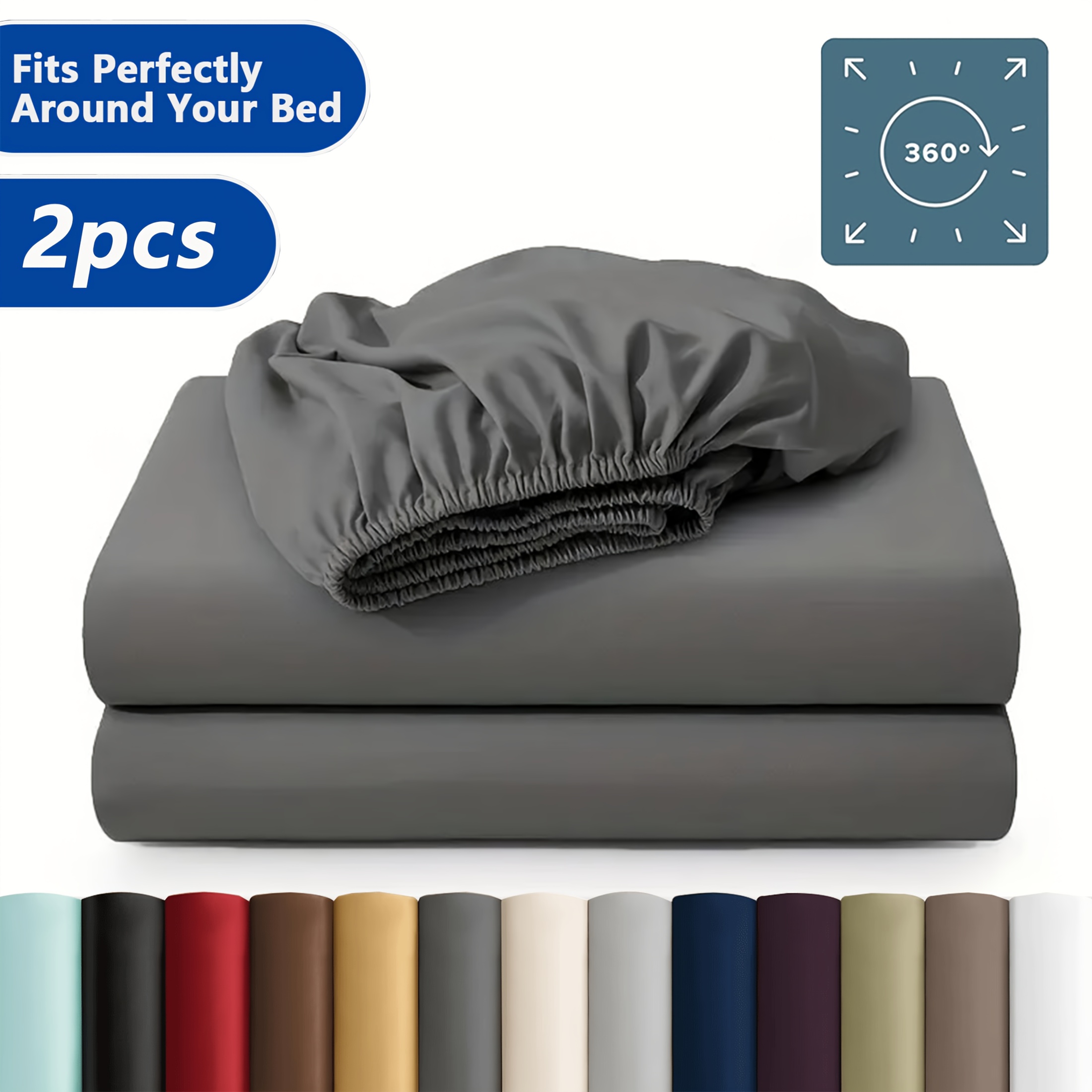 Solid Color 2pcs Fitted Sheet, Student Dormitory Style Fitted Sheet Bedding, A Suitable Bed Sheet, Halloween Gift, High Gram Weight, Machine Washable, Anti-pilling, Anti-static