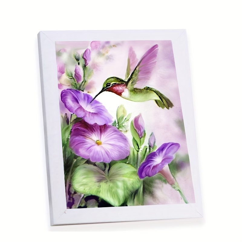 5d Diamond Painting Set Flowers Hummingbird Pattern Diy - Temu