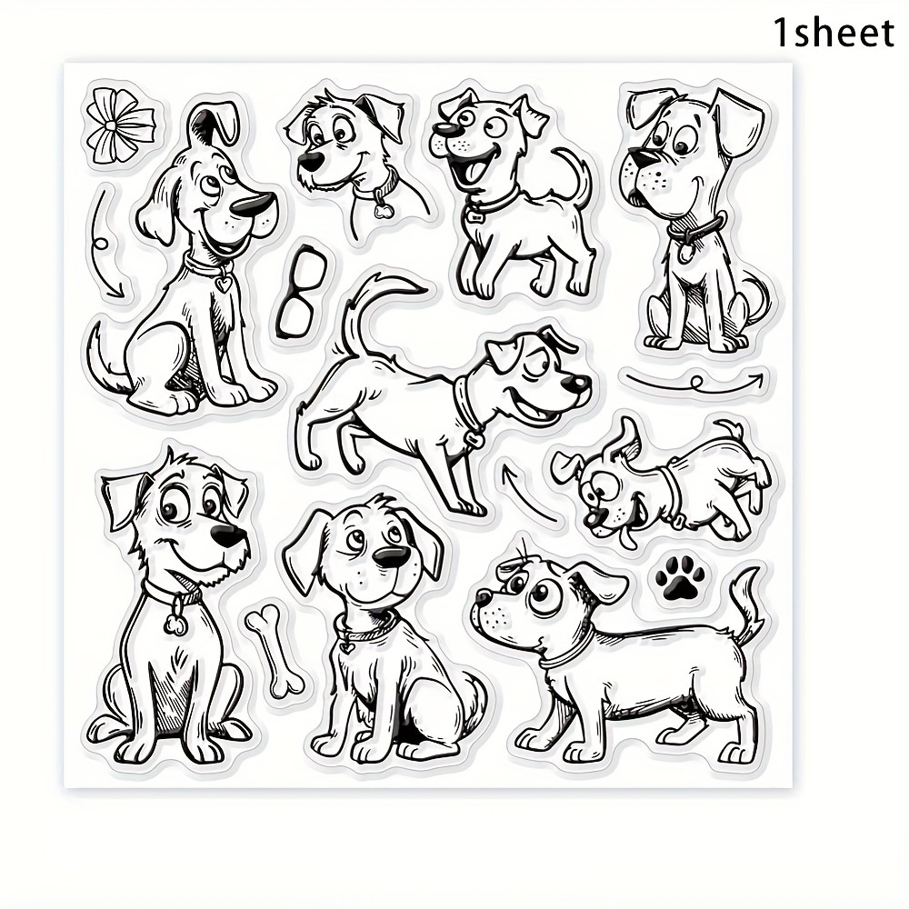 TEMU 1 Hoja de Sellos Transparentes de Perros Divertidos para Tarjetas, Sello de de Pata, Suministros para Manualidades y Pegatinas Hechas a - Set de
