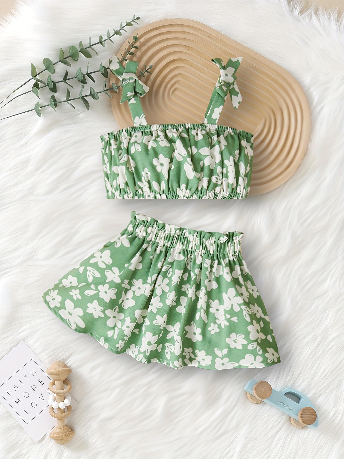 girls summer fashion green floral camisole top elastic Temu