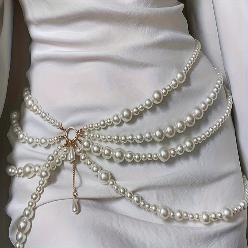 

​​chain Pearl Waist Chain Women's Dress Sweater Chain Metal Accessories Belt Decoration Women's Waist Girdle