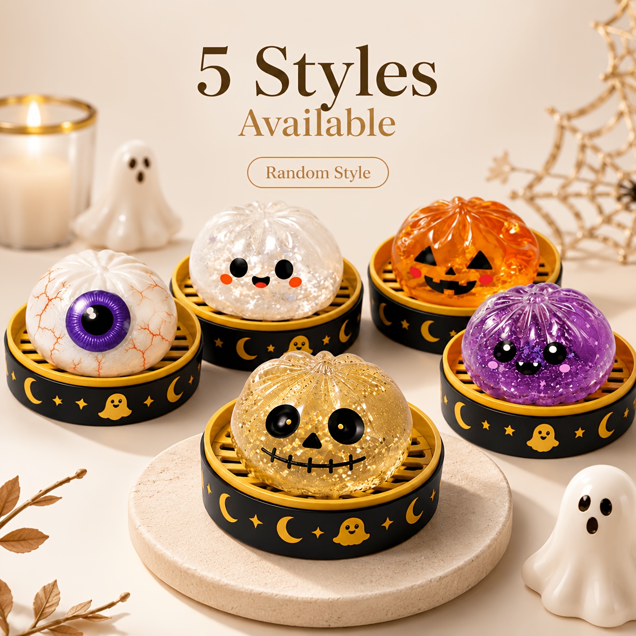 item picture halloween slow rebound toys glitter pumpkin   squeeze fidget toys kawaii slow rising   halloween party favors   fillers kids gifts   random