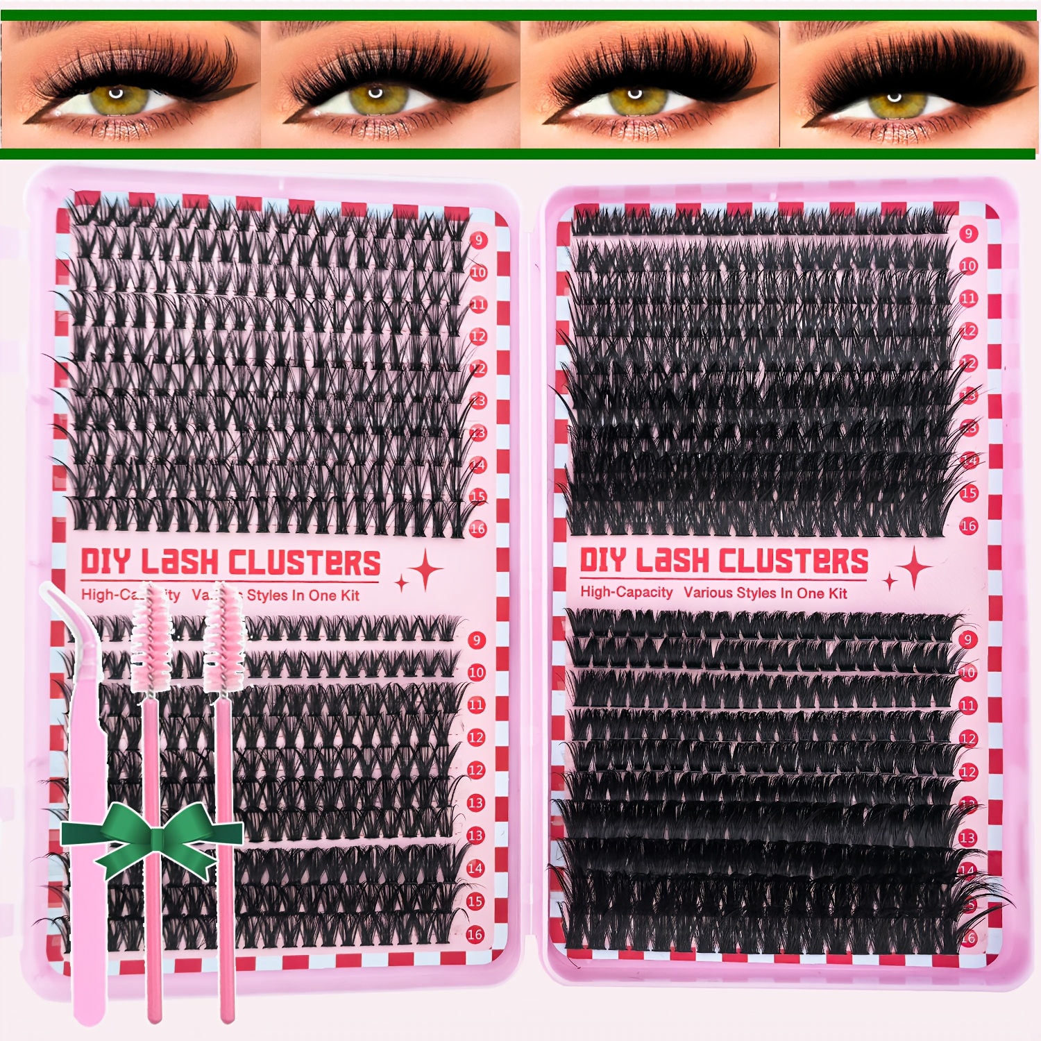 

800pcs Diy Lash Mix - & Fluffy 40d+60d+80d+100d, Reusable False Eyelash Extensions Kit 6-15mm D , & Extra Styles For Easy Application