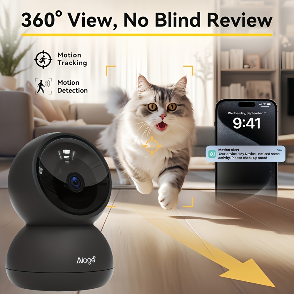 360 panoramic security camera with 2k hd resolution supports dual band wireless wifi monitoring at 2 4g and 5g features detection night vision and pet monitoring suitable for babies pets and caregivers battery not included Product details 5