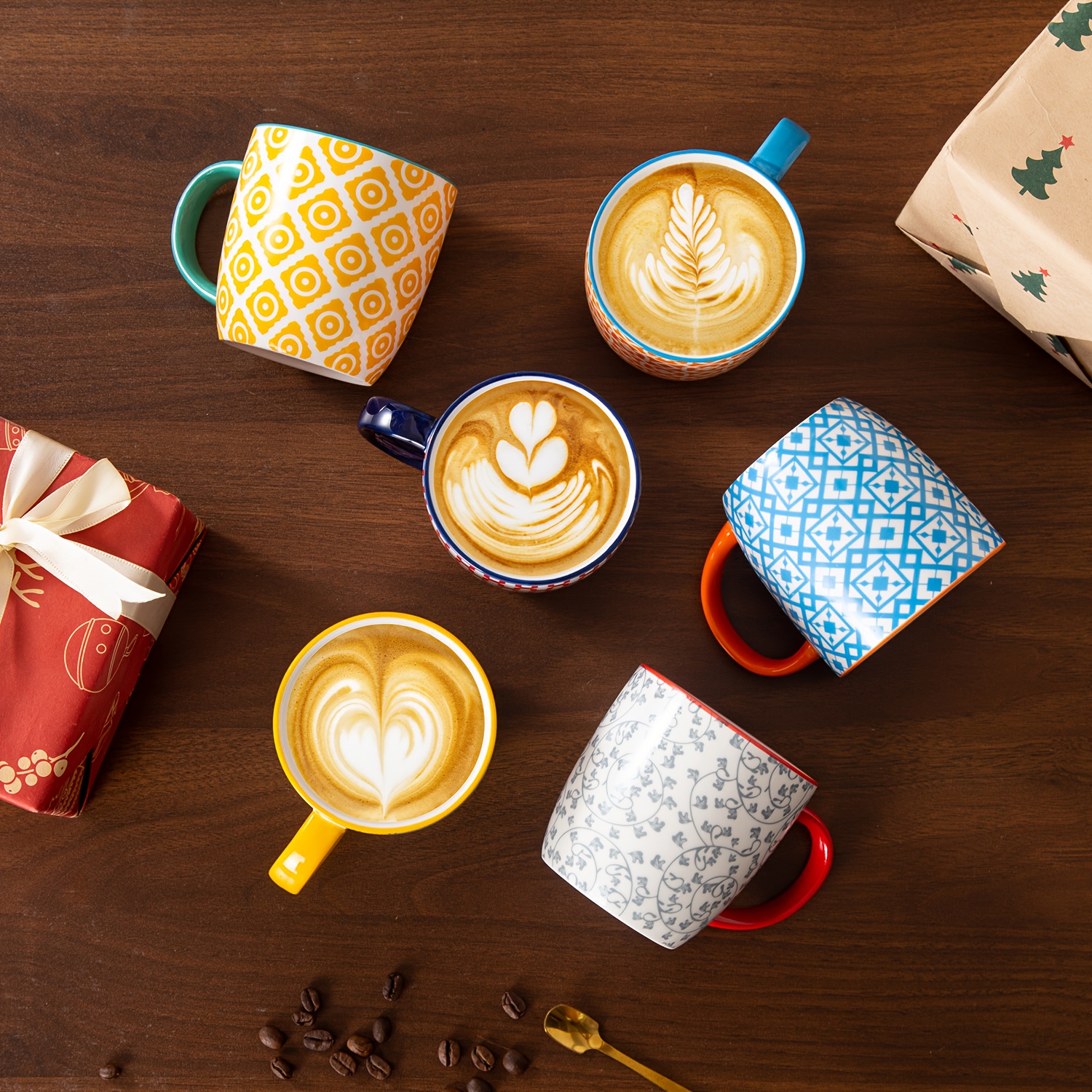 6pcs ceramic coffee mugs set 10 ounce large porcelain tea - Temu