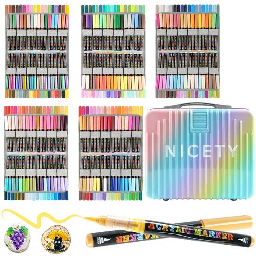 artikel foto 360-kleuren acryl verf marker set - draagbare geschenkdoos acryl verf marker, waterbasis sneldrogende lekvrije verf marker, geschikt voor , hout, , keramiek, stoffen en canvas, must-have voor school terug naar school