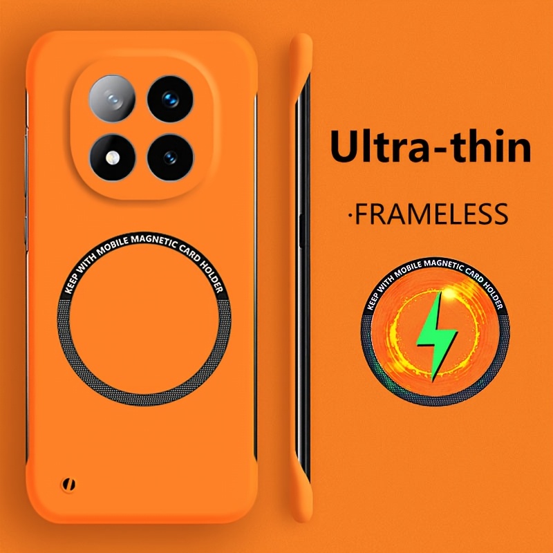 TEMU Phone Case For Redmi Note 14 Pro+, Simple Monochrome Magnetic No Frame Semi- Edge Ultra- Thin Cooling Mobile Phone Case
