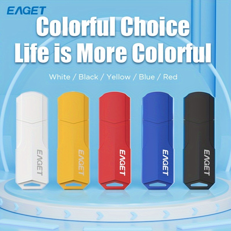 

Lot de 5 Clés USB 2.0 EAGET | 4GB/8GB/16GB | Pack Multicolore (Noir, Rouge, Jaune, Blanc, Bleu) | Clés à | pour le Stockage et le Transfert de Données