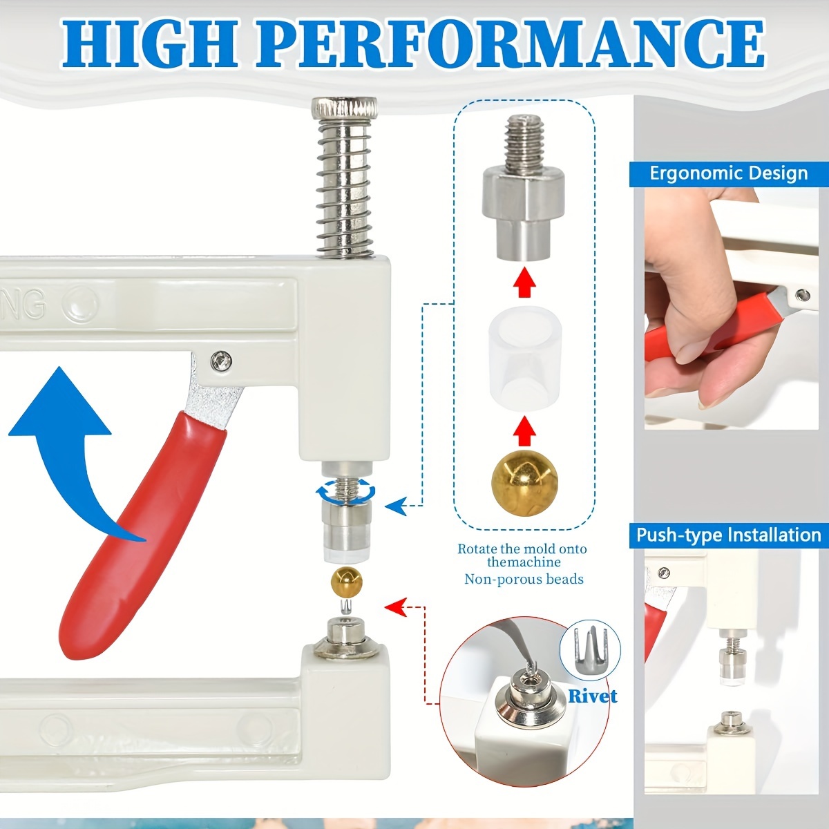 portable handheld beading machine diy pearl rhinestone press tool for jewelry making alloy craft accessory inlay device details 1