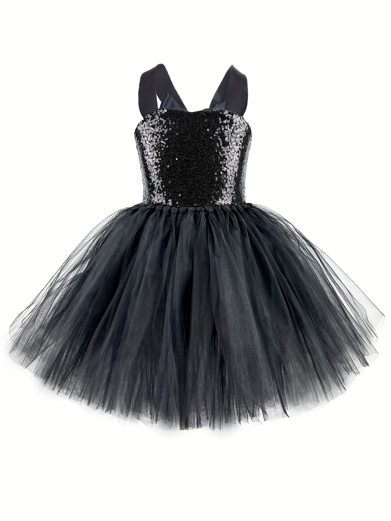 strapless open back dress Sunnypetal Glitter Gold Sequin Short Sleeves Black Tulle Toddler Birth –  sunnypetal