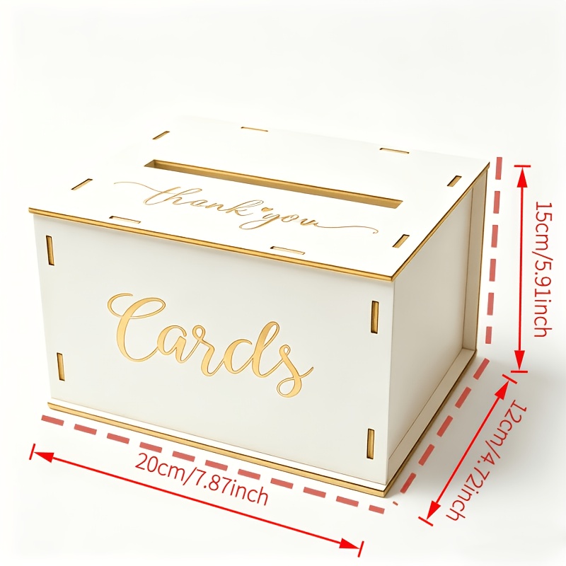 TEMU 1 Boîte en bois blanche pour mariage, Boîte cadeau de cœur, Décoration de table de fête, Convient pour , les anniversaires, de d', pour les