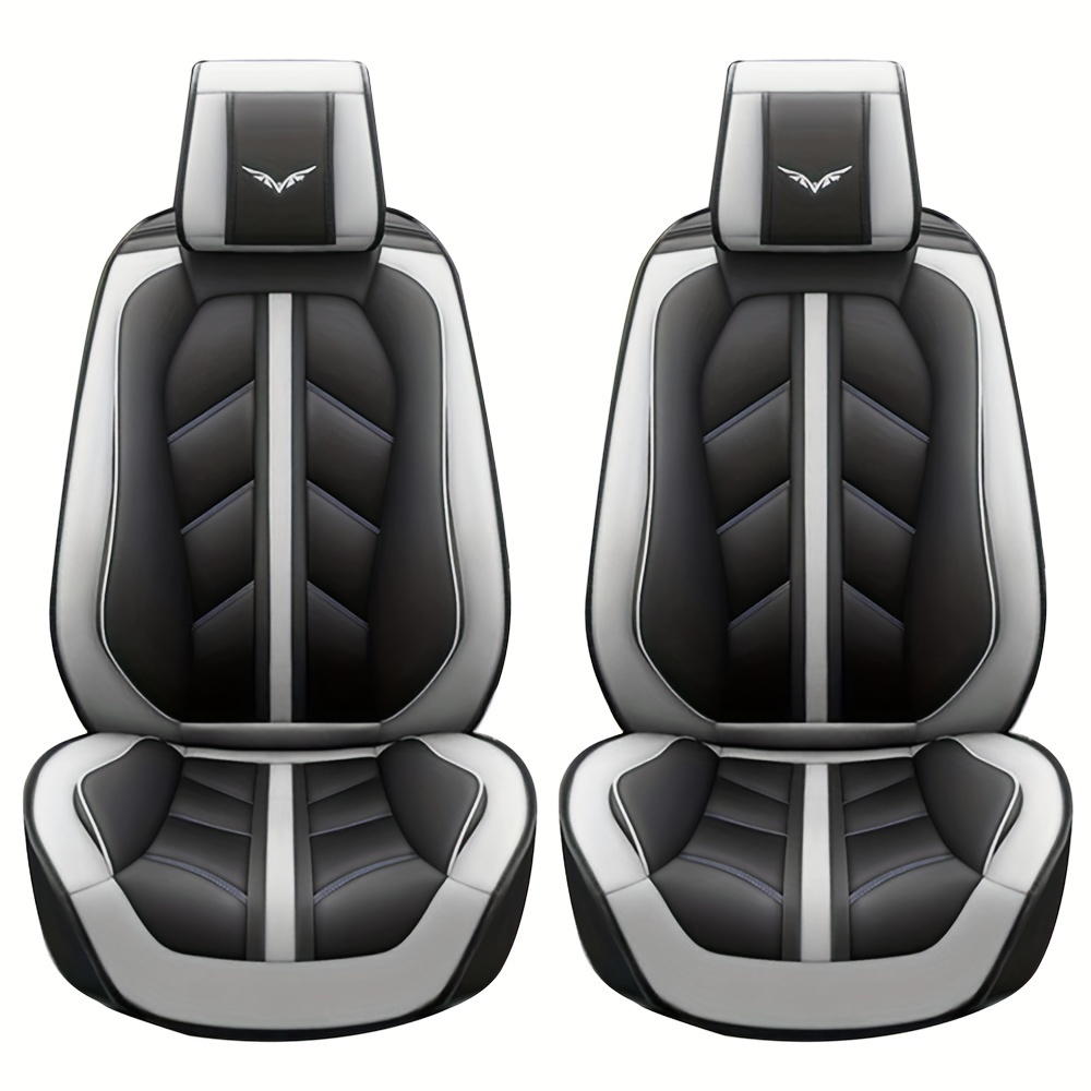 

2pcs Front Car Seat Covers Pu Leather Automotive Seat Cushion Cover Front Rear Auto Seat Covers 4 Season Universal Fit For Most Sedan Suv Truck Pick-up Vehicle Cushion Protector