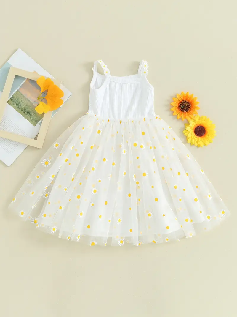 girls summer dress daisy print mesh a line princess dress - Temu girls summer dress daisy print mesh a line princess dress - Temu