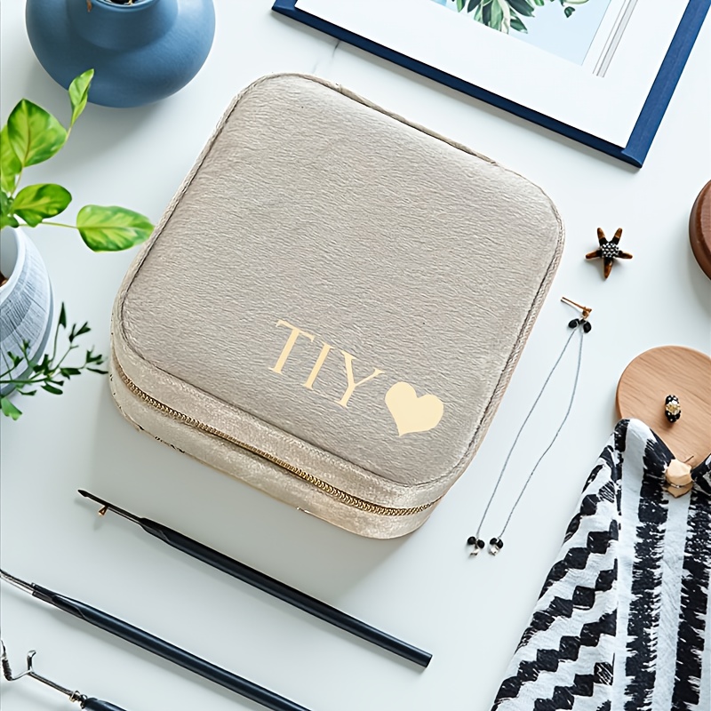 Personalized Customizable Name Velvet Jewelry Box With Engraved Initials - Organizer For Rings, Necklaces, And Earrings, Jewelry Boxes