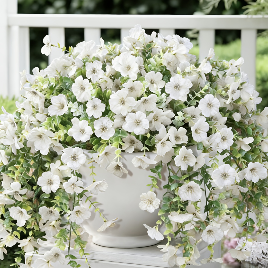 2pcs artificial hanging daisy plants uv resistant spring decoration suitable for indoor outdoor home porch or     in white potted plants durable plastic flowers