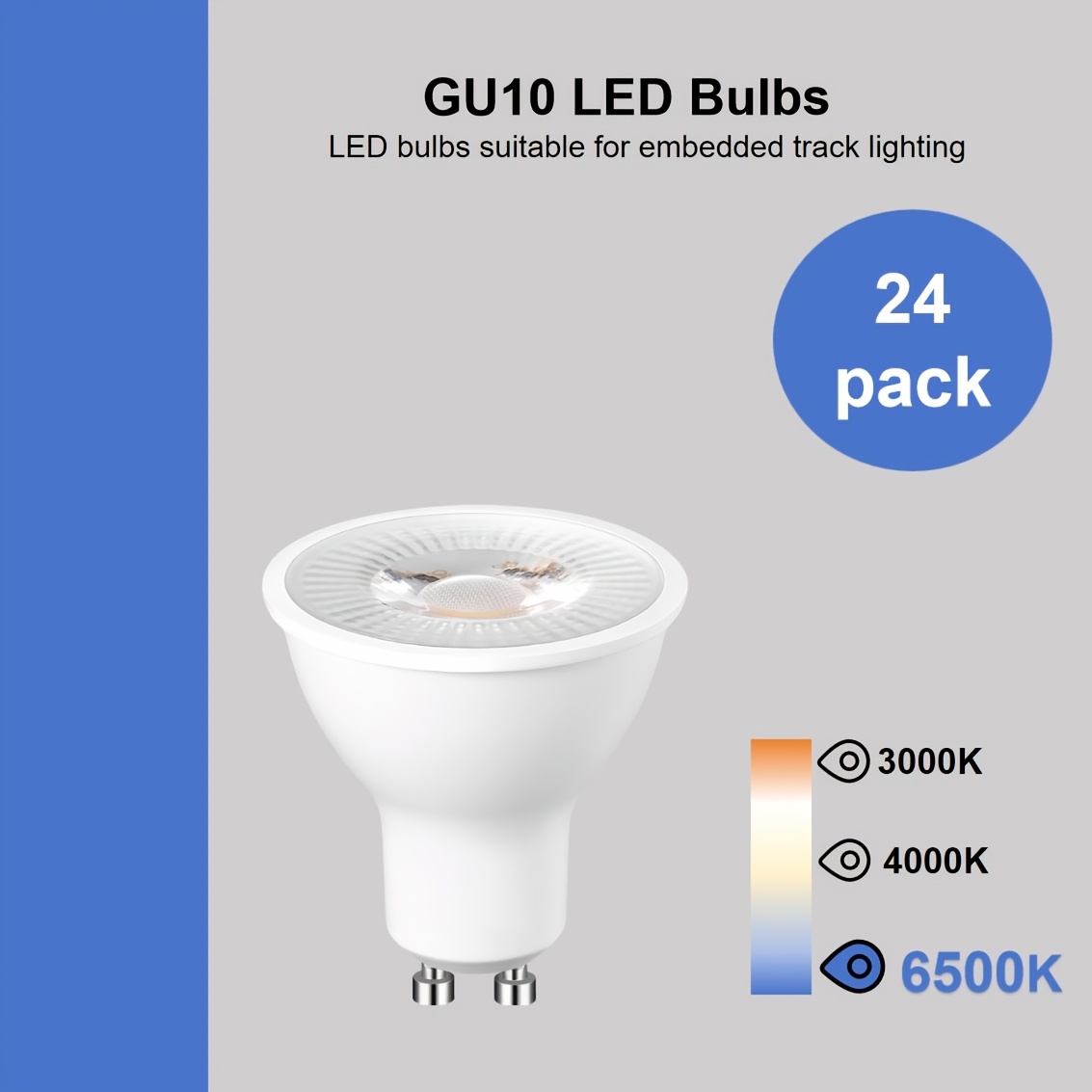 24-Pack GU10 LED Spot Bulbs, 3 Color Temperatures