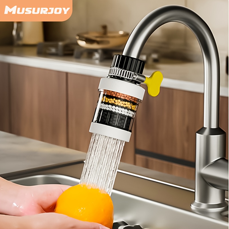 [Universal Kitchen Faucet] Musurjoy 1pc Universal Kitchen Faucet Filter Splash Proof Water Filter with Removable Cartridge for Easy Cleaning, Universal European & American Sink Faucet Adapter, Improves Water Taste & Clarity, Summer New Model
