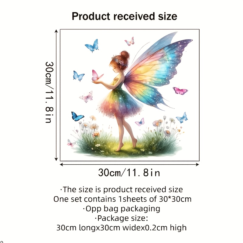 Image of 1pc Rainbow-colored Fairy Wall Sticker, Creative Pattern Wall Decal, Self-adhesive For Living Room And Bedroom Background Walls, Removable Home Decoration