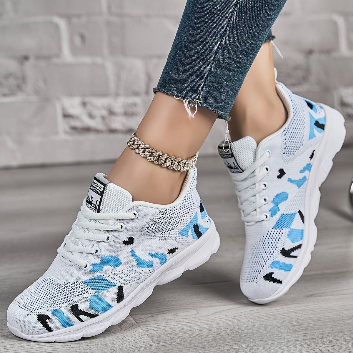 Women's Orthopedic Air Cushion Sneakers Lightweight Breathable Camo  Design Walking Running Gym Shoes with Non-Slip EVA Sole Rubber Insole,  Machine