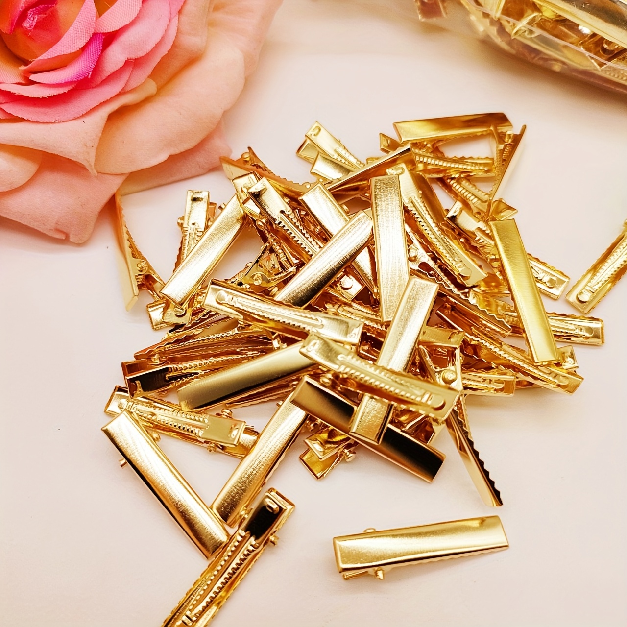 50pcs chic golden hair clips 6 stylish metal - Temu display picture 3