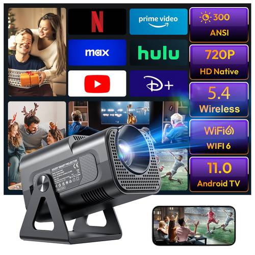 11 projector with dual wifi 6 wireless 5 0 300ansi full hd 720p support portable home office electric focus keystone compatible with netflix usb hdtv for movies gaming presentations multimedia display modern projector highdefinition resolution