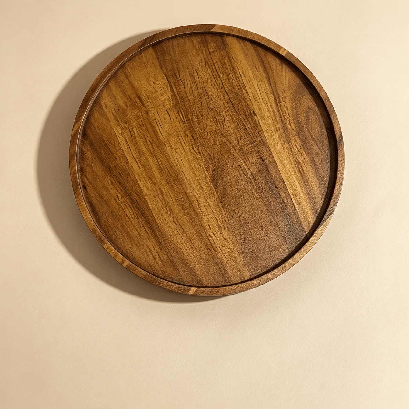 TEMU 1 Round Wooden Tray, Decorative Tray , Suitable Kitchen, Dining Room, Bathroom, And Jewelry Storage On Dressing Tables, Non-food Contact