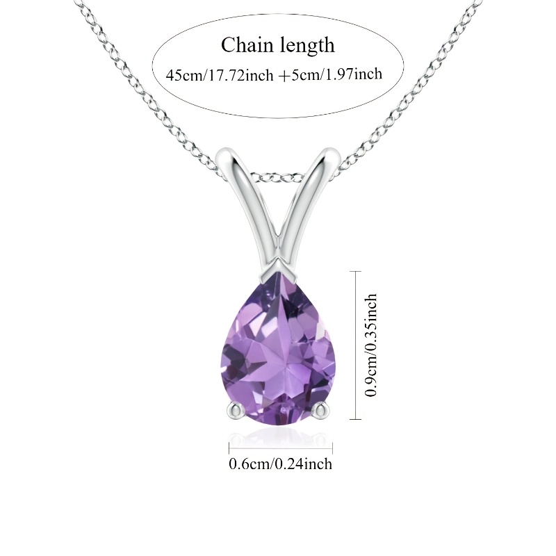 1.5ct Natural Amethyst Waterdrop Pendant Necklace